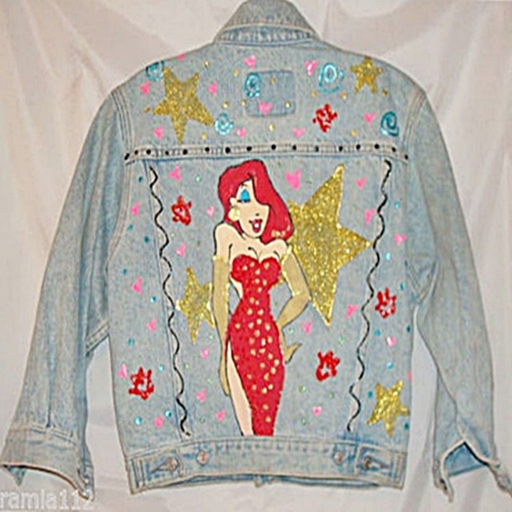 Gap Hand Painted Jessica Rabbit Denim Jacket - Picture 1 of 7